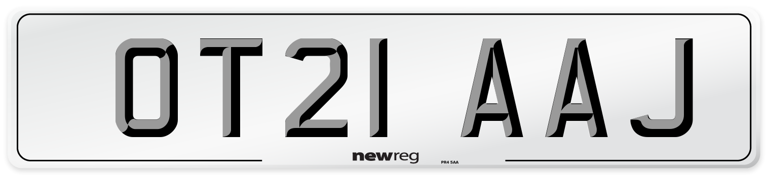 OT21 AAJ Number Plate from New Reg